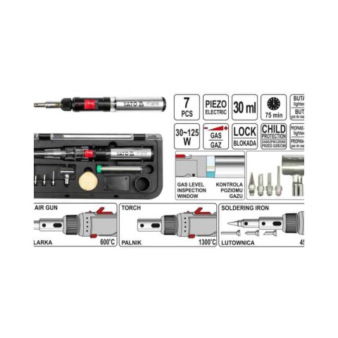 Yato Lutownica Gazowa 3W1 + Akcesoria 36706 Yt-36706