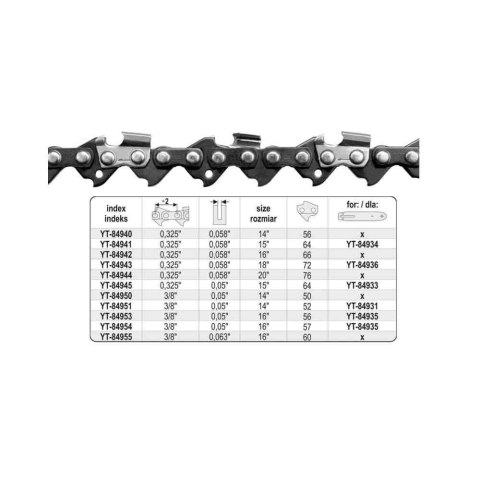 Yato Łańcuch Tnący 35Cm X 50 X 3 X 8" X 1,3 Yt-84950