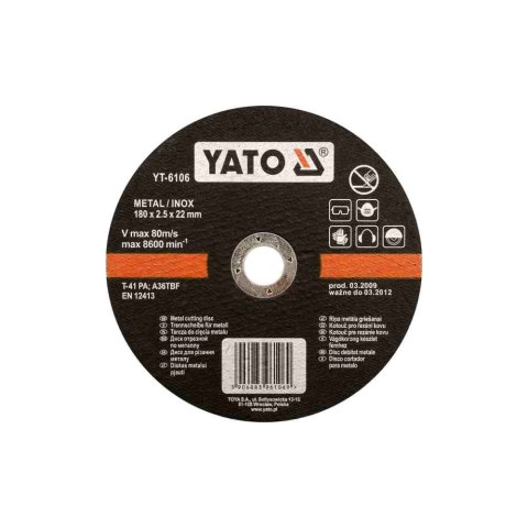 Yato Tarcza Do Metalu Inox 230X1,9X22Mm Yt-6107 Yato Tarcza Do Metalu Inox 230X1,9X22Mm Yt-6107