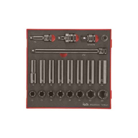 Teng Tools 21-elementowy zestaw nasadek maszynowych z chwytem kwadratowym 1/2" TED 9121 238300107 Teng Tools 21-elementowy zestaw nasadek maszynowych z chwytem kwadratowym 1/2" TED 9121 238300107