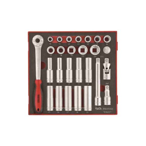 Teng Tools 27-elementowy zestaw narzędzi nasadkowych z chwytem kwadratowym 1/2" TED1227 238230106