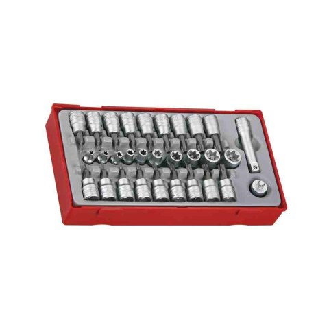 Teng Tools 30-elementowy zestaw nasadek TX z chwytem kwadratowym 1/4" i 3/8", TTTX30 102140100