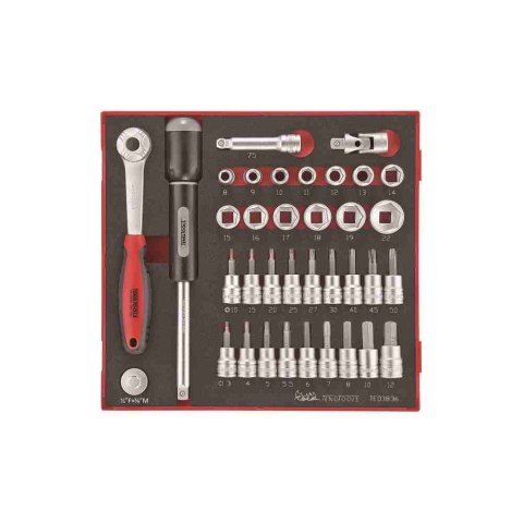 Teng Tools 36-elementowy zestaw narzędzi nasadkowych z chwytem kwadratowym 3/8" TED3836 238250104