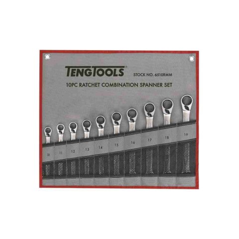 Teng Tools Zestaw kluczy płasko-oczkowych z zapadką 6510RMM 186430104 Teng Tools Zestaw kluczy płasko-oczkowych z zapadką 6510RMM 186430104