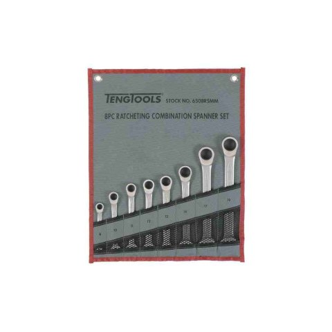 Teng Tools Zestaw kluczy płasko-oczkowych zapadkowych 6508RSMM 167160100 Teng Tools Zestaw kluczy płasko-oczkowych zapadkowych 6508RSMM 167160100