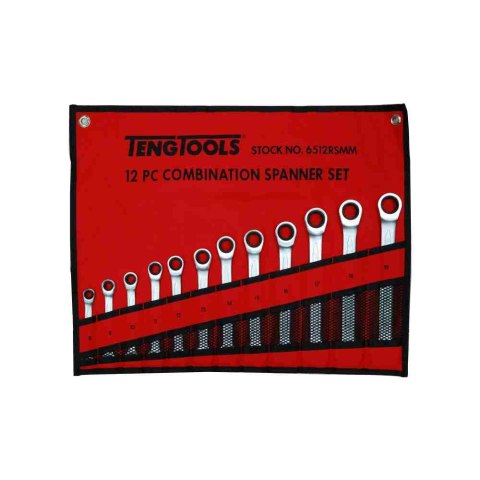 Teng Tools Zestaw kluczy płasko-oczkowych zapadkowych 6512RSMM 167160209 Teng Tools Zestaw kluczy płasko-oczkowych zapadkowych 6512RSMM 167160209
