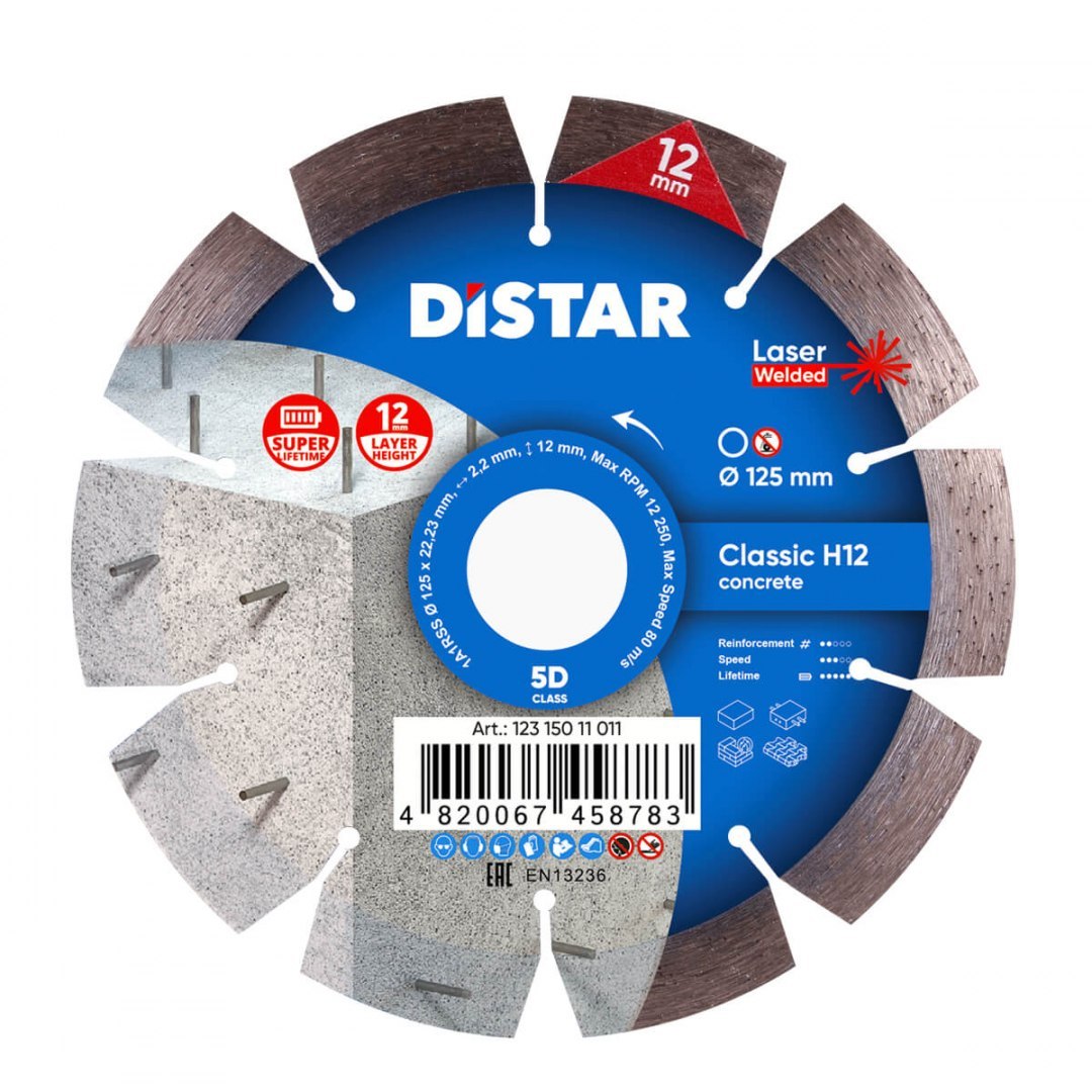 Distar Tarcza diamentowa do cięcia betonu segment 125mm CLASSIC H12 1A1RSS 123 150 11 011