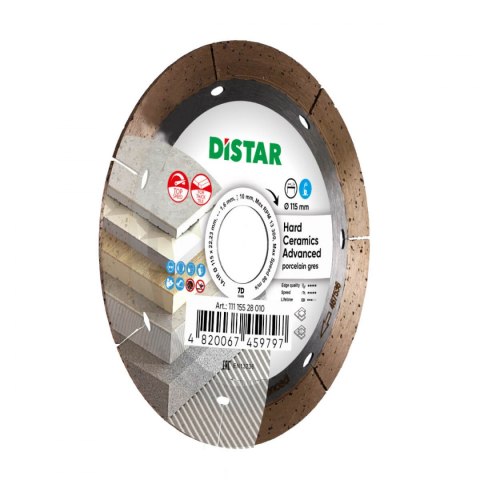 Distar Tarcza diamentowa do cięcia grubego gresu 115mm HARD CERAMICS ADVANCED 1A1R 111 155 28 010 Distar Tarcza diamentowa do cięcia grubego gresu 115mm HARD CERAMICS ADVANCED 1A1R 111 155 28 010