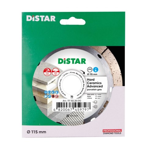 Distar Tarcza diamentowa do cięcia grubego gresu 115mm HARD CERAMICS ADVANCED 1A1R 111 155 28 010 Distar Tarcza diamentowa do cięcia grubego gresu 115mm HARD CERAMICS ADVANCED 1A1R 111 155 28 010