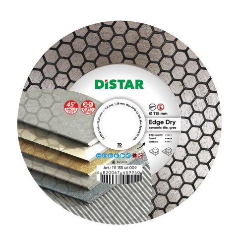 Distar Tarcza diamentowa do płytek 115mm EDGE DRY 1A1R 111 155 46 0009 Distar Tarcza diamentowa do płytek 115mm EDGE DRY 1A1R 111 155 46 0009