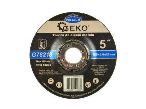 Geko Tarcza do szlifowania metalu Inox 125x6mm G78218 Geko Tarcza do szlifowania metalu Inox 125x6mm G78218