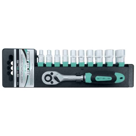 Stels Zestaw klucz nasadowych z grzechotką 1/4" 4-13mm 14125 Stels Zestaw klucz nasadowych z grzechotką 1/4" 4-13mm 14125