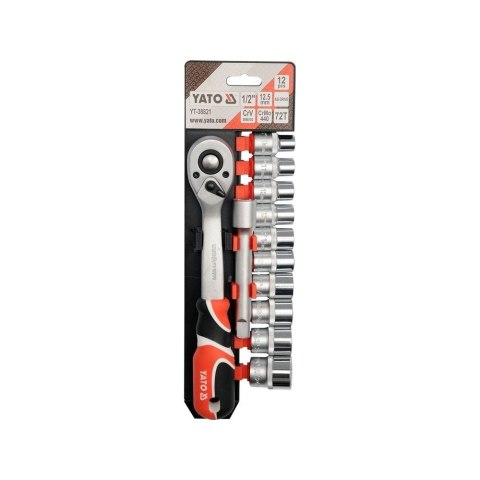 Yato Zestaw kluczy nasadowych z grzechotką 1/2" 12el. YT-38821 Yato Zestaw kluczy nasadowych z grzechotką 1/2" 12el. YT-38821