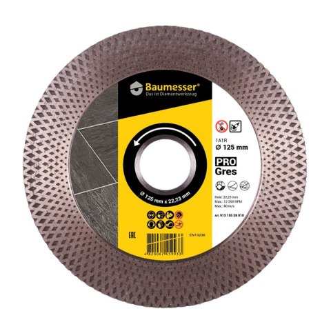 Baumesser Tarcza diamentowa do cięcia i szlifowania płytek 125mm PRO Gres 913 155 38 010 Baumesser Tarcza diamentowa do cięcia i szlifowania płytek 125mm PRO Gres 913 155 38 010