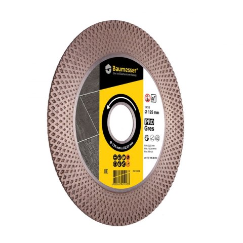 Baumesser Tarcza diamentowa do cięcia i szlifowania płytek 125mm PRO Gres 913 155 38 010 Baumesser Tarcza diamentowa do cięcia i szlifowania płytek 125mm PRO Gres 913 155 38 010
