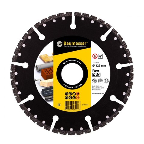 Baumesser Tarcza diamentowa do cięcia uniwersalna 125mm 1A1RSS REX PRO 910 315 547 010 Baumesser Tarcza diamentowa do cięcia uniwersalna 125mm 1A1RSS REX PRO 910 315 547 010
