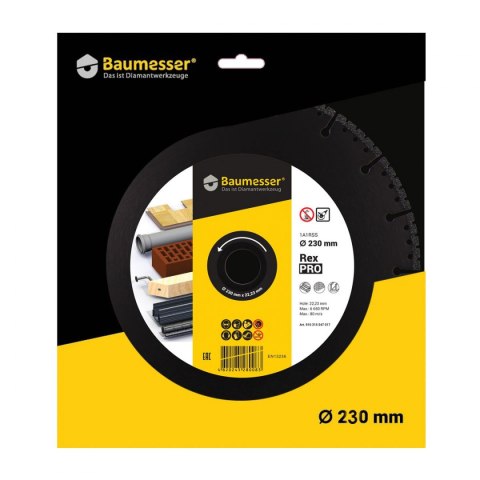 Baumesser Tarcza diamentowa do cięcia uniwersalna 230mm 1A1RSS REX PRO 910 315 547 017 Baumesser Tarcza diamentowa do cięcia uniwersalna 230mm 1A1RSS REX PRO 910 315 547 017