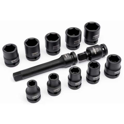 Airpress Zestaw kluczy nasadowych udarowych 10-24mm 1/2" 45349 Airpress Zestaw kluczy nasadowych udarowych 10-24mm 1/2" 45349