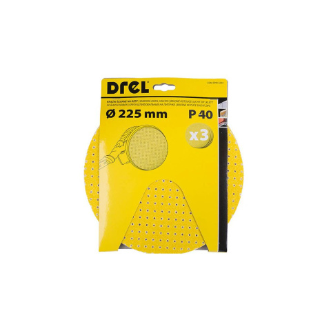 Drel Krążeki ścierne z otworami na rzep 225mm P80 3szt. CON-RPM-3208