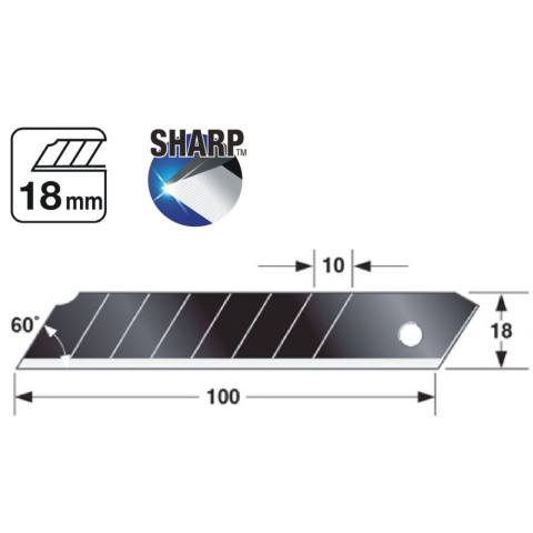 Tajima Ostrza łamane segmentowe Razar Black 18mm CB50RBC Tajima Ostrza łamane segmentowe Razar Black 18mm CB50RBC