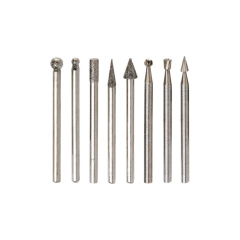 Drel Zestaw frezów diamentowych trzpień 2.35mm 8szt. CON-MTA-02 Drel Zestaw frezów diamentowych trzpień 2.35mm 8szt. CON-MTA-02
