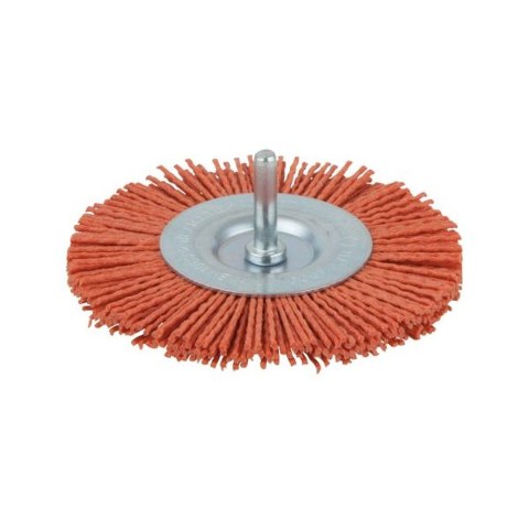 Szczotka tarczowa 100 mm Wolfcraft - nylonowa, zgrubna, trzpień WF8477000 Szczotka tarczowa 100 mm Wolfcraft - nylonowa, zgrubna, trzpień WF8477000